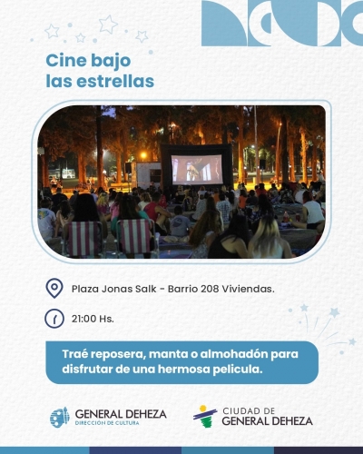 VERANO ACTIVO, TE PROPONE "CINE BAJO LAS ESTRELLAS".