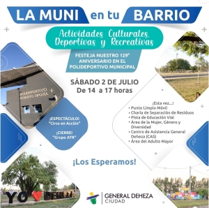 LA MUNI EN TU BARRIO CELEBRA NUESTRO CUMPLEAÑOS EN EL POLIDEPORTIVO.
