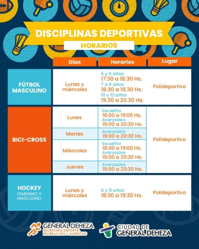 DISCIPLINAS DEPORTIVAS - HORARIOS Y PROPUESTAS
