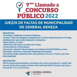 LLAMADO A CONCURSO JUEZ/A DE FALTAS.