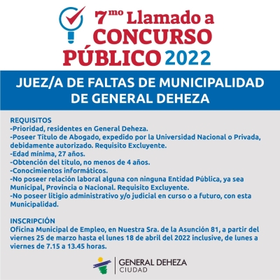 LLAMADO A CONCURSO JUEZ/A DE FALTAS.