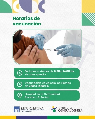 HORARIOS DE VACUNACIÓN HOSPITALARIA.
