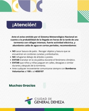 RECOMENDACIONES ANTE CONDICIONES CLIMÁTICAS ADVERSAS.
