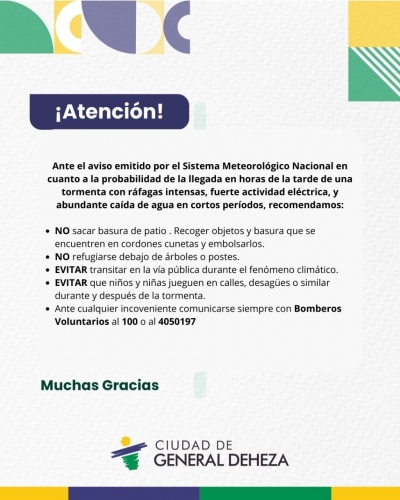 RECOMENDACIONES ANTE CONDICIONES CLIMÁTICAS ADVERSAS.