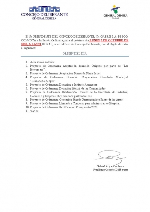 NUEVA SESIÓN DEL CONCEJO DELIBERANTE.