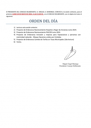 HOY, NUEVA SESIÓN DEL CONCEJO.