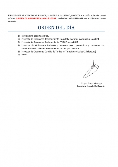 HOY, NUEVA SESIÓN DEL CONCEJO.