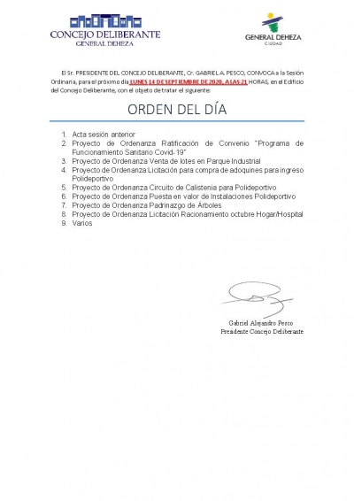 NUEVA SESIÓN DEL CONCEJO DELIBERANTE.