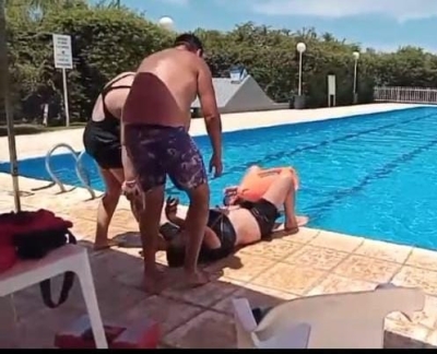RESCATE EN EL AGUA - SIMULACRO EN EL NATATORIO DEL POLIDEPORTIVO MUNICIPAL