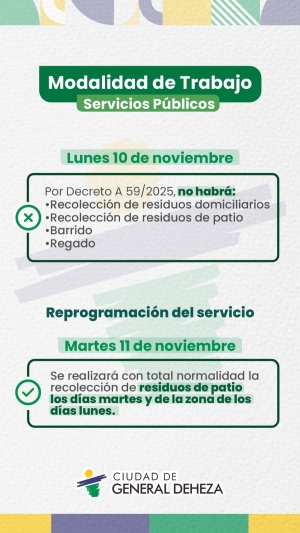 SERVICIOS PÚBLICOS - MODALIDAD DE TRABAJO - DÍA DEL EMPLEADO MUNICIPAL