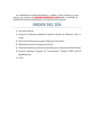 NUEVA SESIÓN DEL CONCEJO DELIBERANTE