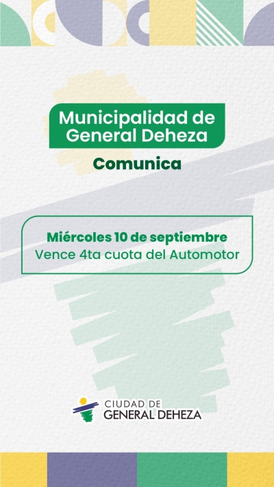 4TA. CUOTA AUTOMOTOR - VENCIMIENTO 10 DE SEPTIEMBRE