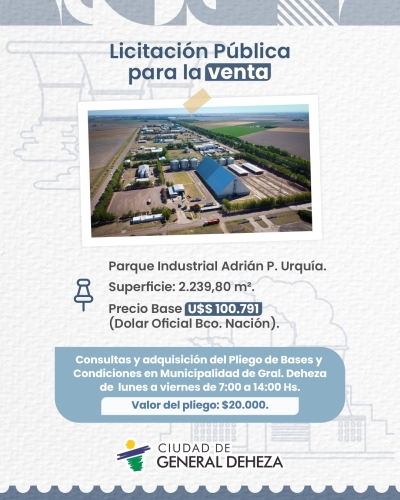 LICITACIÓN PÚBLICA TERRENO EN PARQUE INDUSTRIAL "ADRIÁN P. URQUÍA"