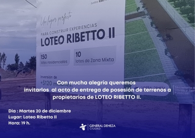 RIBETTO II - POSESIÓN DE TERRENOS