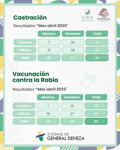 CASTRACIONES VACUNACIÓN ANTIRRÁBICA EN NÚMEROS