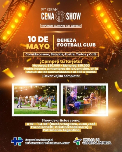 19° GRAN CENA SHOW DE LA COOPERADORA DEL HOSPITAL DE LA COMUNIDAD