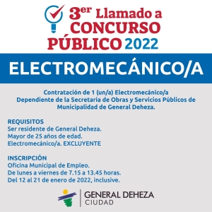 3er. LLAMADO A CONCURSO PÚBLICO 2022