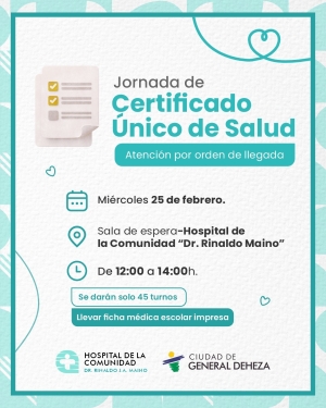 CERTIFICADO ÚNICO DE SALUD (FICHA MÉDICA)