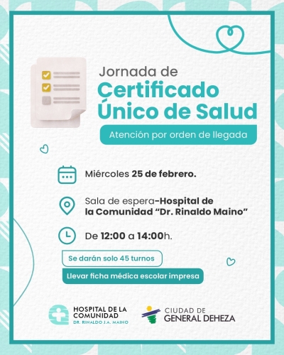 CERTIFICADO ÚNICO DE SALUD (FICHA MÉDICA)