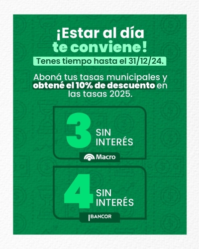 ¡ESTAR AL DÍA EN LAS TASAS MUNICIPALES, NOS CONVIENE!
