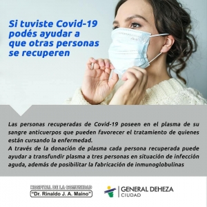 ¡SI TUVISTE COVID-19, PODÉS AYUDAR!