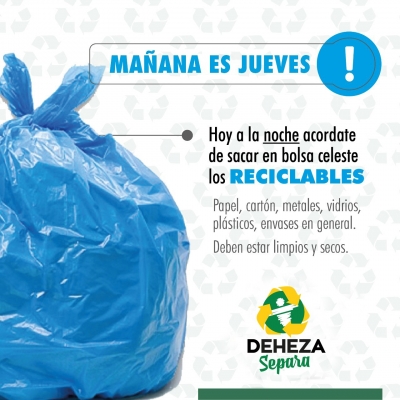 CLASIFICÁ TUS RESIDUOS, MAÑANA ES JUEVES.