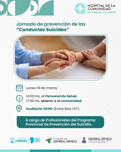 HOY, JORNADA DE PREVENCIÓN DE LAS "CONDUCTAS SUICIDAS".