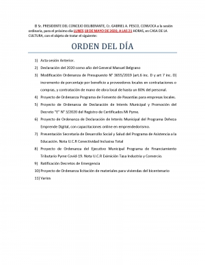 NUEVA SESIÓN DEL CONCEJO DELIBERANTE.