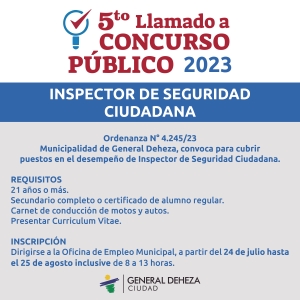 LLAMADO A CONCURSO PARA INSPECTORES DE TRÁNSITO.