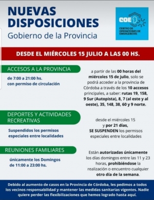 COVID - 19 NUEVAS DISPOSICIONES PROVINCIALES.
