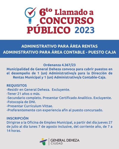 6to LLAMADO A CONCURSO PÚBLICO.