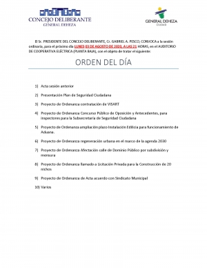 NUEVA SESIÓN DEL CONCEJO DELIBERANTE.