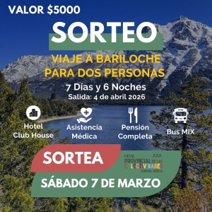 GRAN SORTEO - VIAJE A BARILOCHE PARA DOS PERSONAS