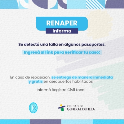 REVISIÓN Y REPOSICIÓN DE PASAPORTE - RE.NA.PER. INFORMA