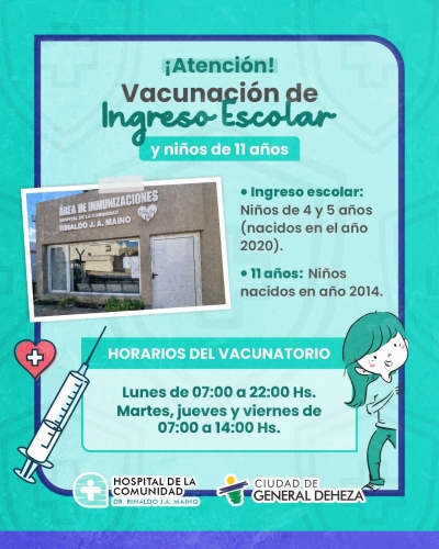 VACUNACIÓN INGRESO ESCOLAR 2025