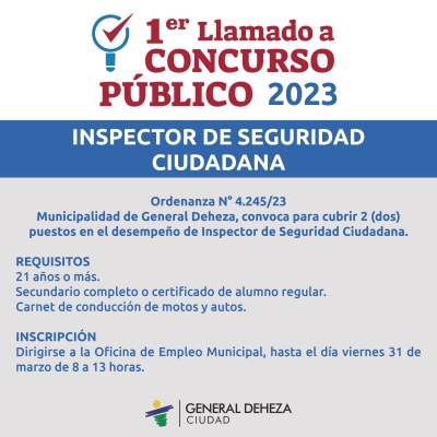 1er. LLAMADO A CONCURSO PÚBLICO 2023.
