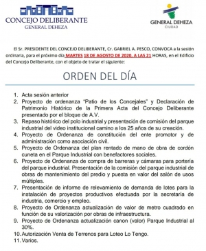 HOY SESIONA EL CONCEJO DELIBERANTE.