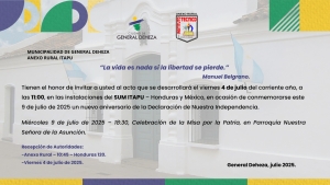 INVITACIÓN ACTO VIERNES 4 DE JULIO EN EL 209° ANIVERSARIO DE NUESTRA INDEPENDENCIA