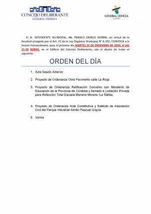 NUEVA SESIÓN DEL CONCEJO DELIBERANTE.