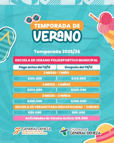TEMPORADA DE VERANO EN EL POLIDEPORTIVO MUNICIPAL 2025/2026
