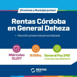 RENTAS CÓRDOBA ATIENDE EN GENERAL DEHEZA