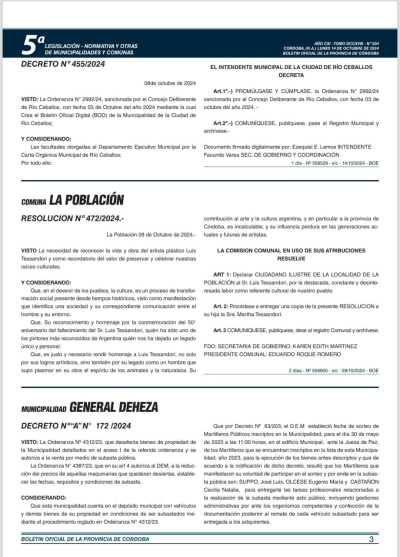 EDICTO BOLETÍN PROVINCIA DE CÓRDOBA