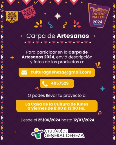 ¡ATENCIÓN ARTESANOS! PATRONALES 2024