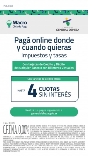 TENÉS TARJETA DE BANCO MACRO. ABONÁ TUS TASAS Y SERVICIOS MUNICIPALES.