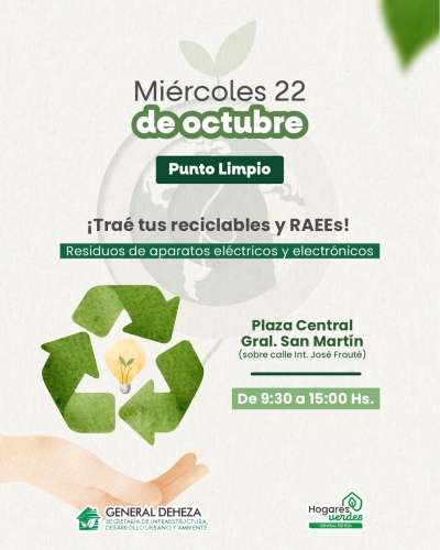 ESTE MIÉRCOLES - PUNTO LIMPIO EN PLAZA CENTRAL