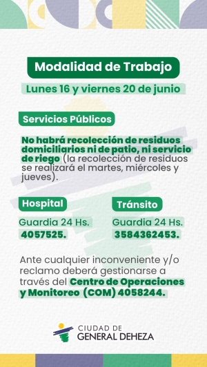 MODALIDAD DE TRABAJO DE SERVICIOS PÚBLICOS - FERIADO NACIONAL