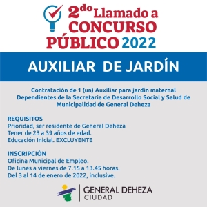 2° LLAMADO A CONCURSO PÚBLICO 2022.