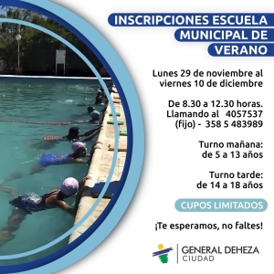 INSCRIPCIONES PARA LA ESCUELA MUNICIPAL DE VERANO