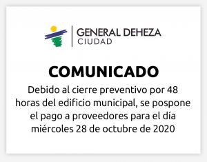EL MUNICIPIO CIERRA 48 HS. POR DESINFECCIÓN.