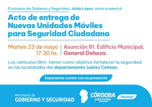 HOY, ENTREGA DE NUEVAS UNIDADES MÓVILES POLICIALES.